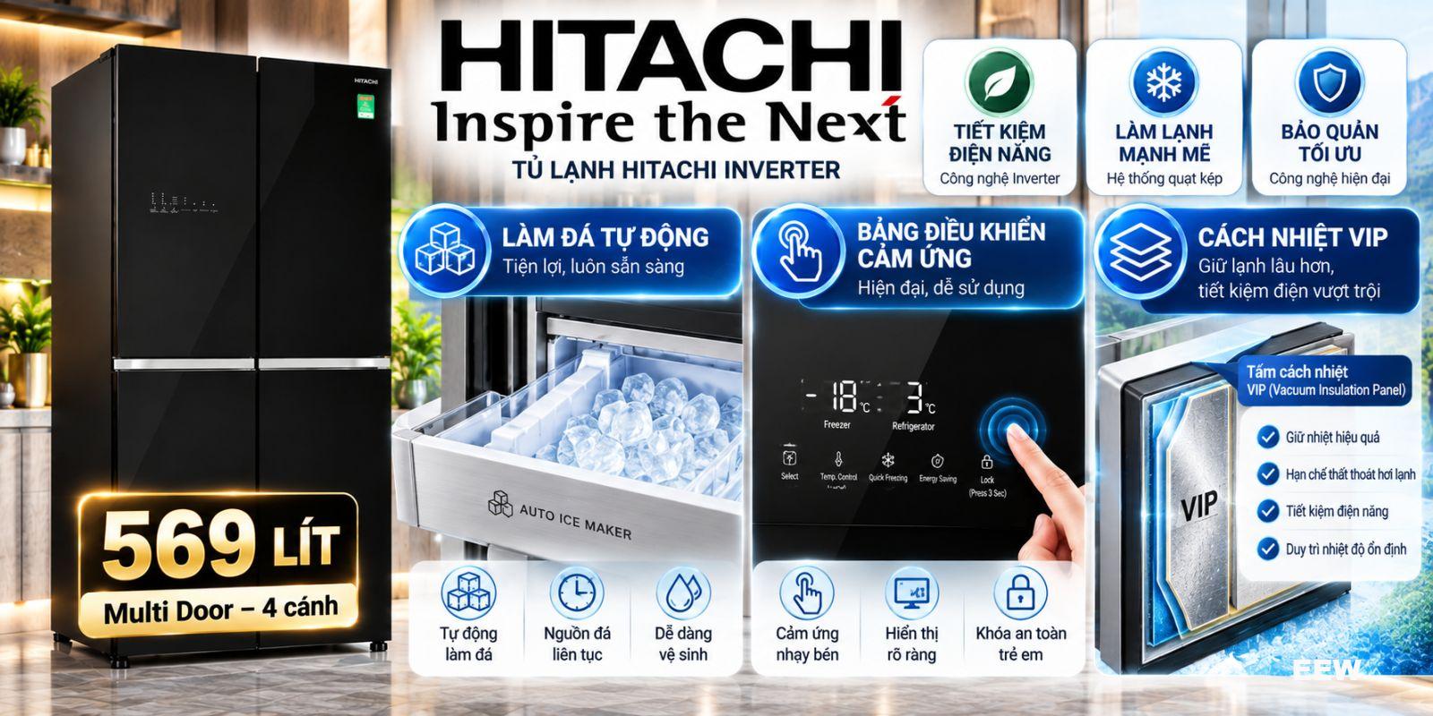 Hình ảnh minh họa: Tủ Lạnh Hitachi Inverter 569 Lít R-wb640vgv0 (gbk)