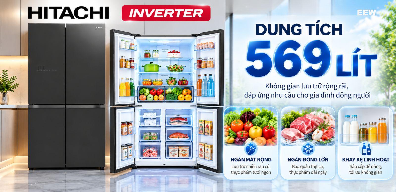 Hình ảnh minh họa: Tủ Lạnh Hitachi Inverter 569l R-wb640vgv0 Gmg