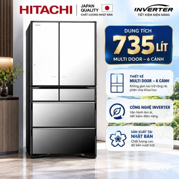 Hình ảnh minh họa: Tủ Lạnh Hitachi Inverter 735 Lít R-zx740kv (x)