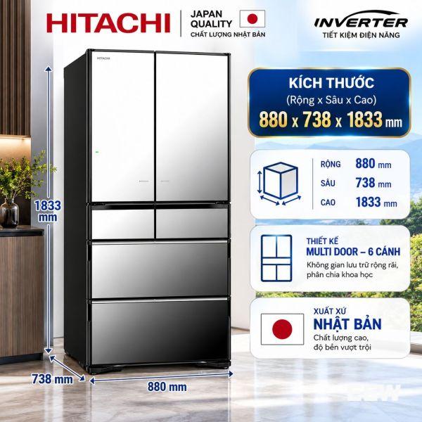 Hình ảnh minh họa: Tủ Lạnh Hitachi Inverter 735 Lít R-zx740kv (x)