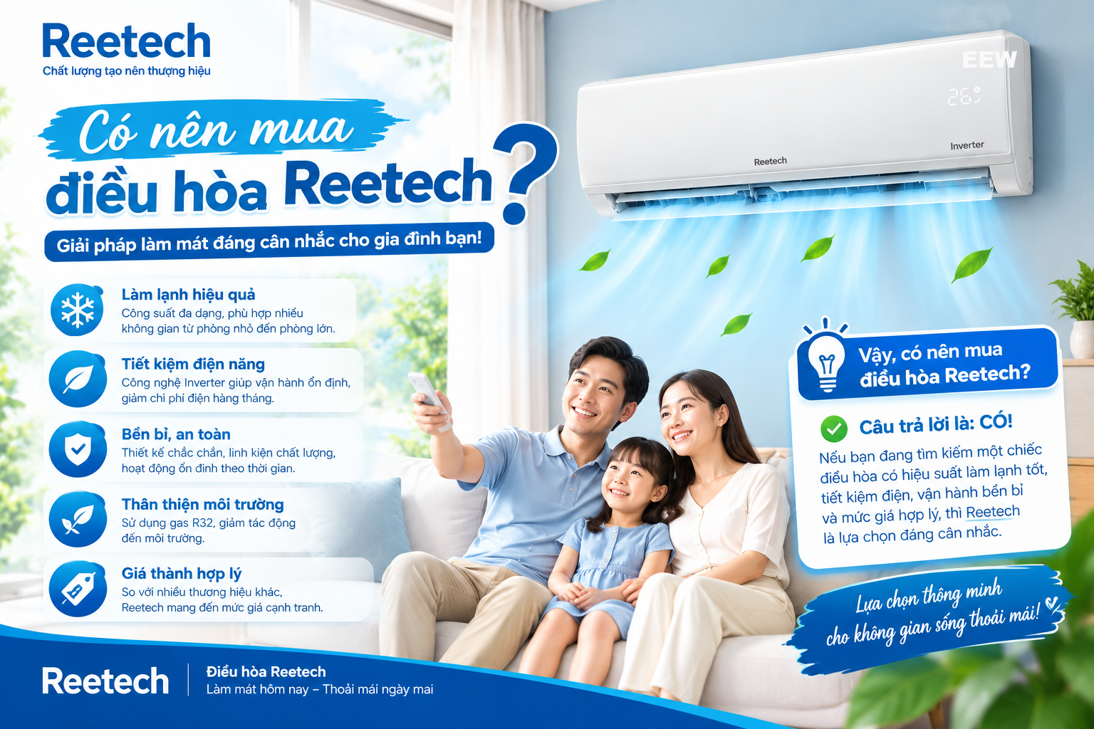 Hình ảnh minh họa: Điều Hòa Reetech 24000btu 1 Chiều Inverter Rtv24-de-bt/rcv24-de-bt