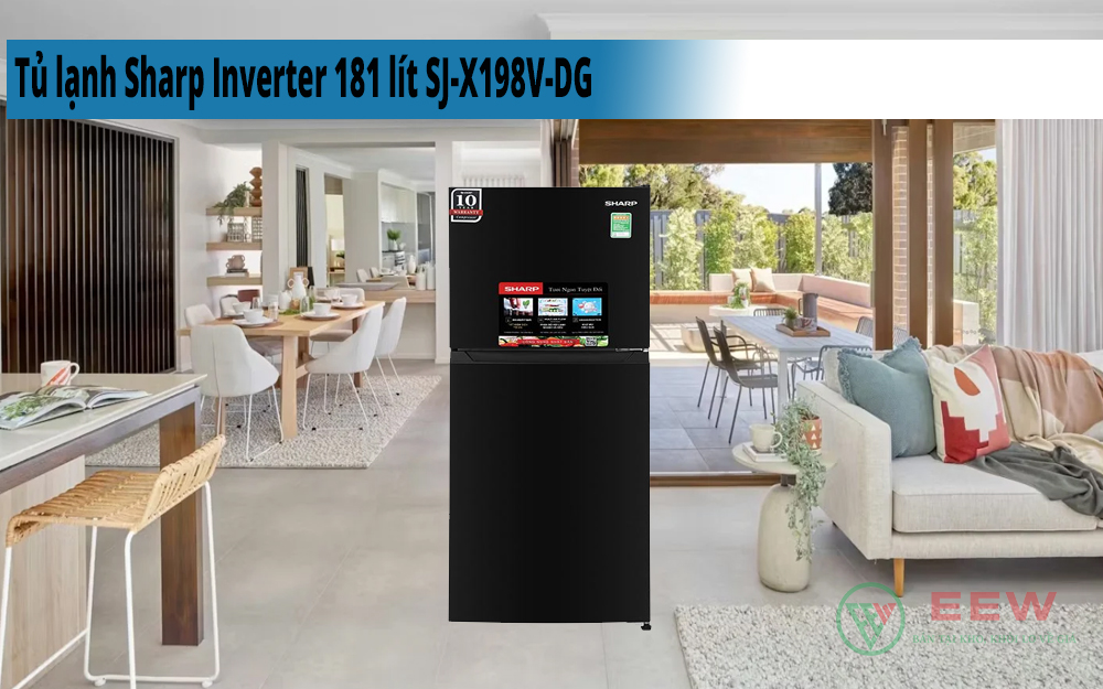 Hình ảnh minh họa: Tủ Lạnh Sharp Inverter 181 Lít Sj-x198v-dg