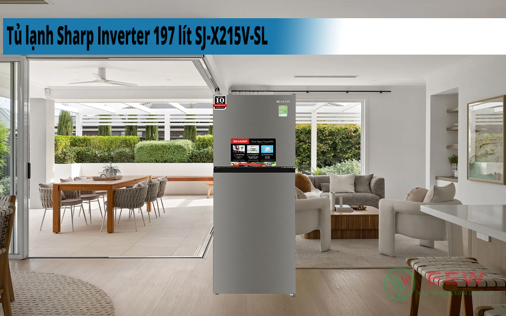 Hình ảnh minh họa: Tủ Lạnh Sharp Inverter 197 Lít Sj-x215v-sl
